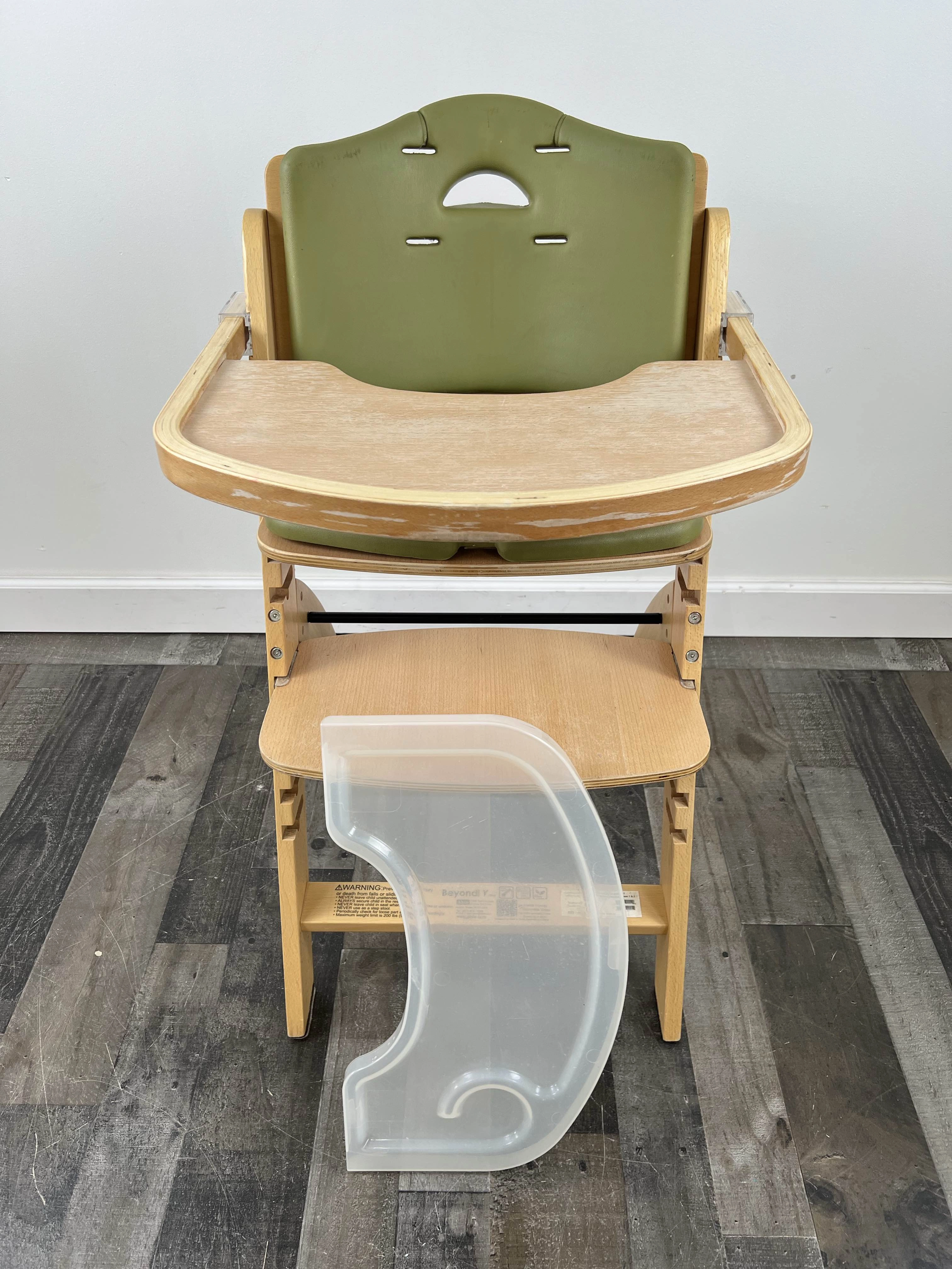 Abiie Beyond Junior Y Wooden High Chair, Natural/Green