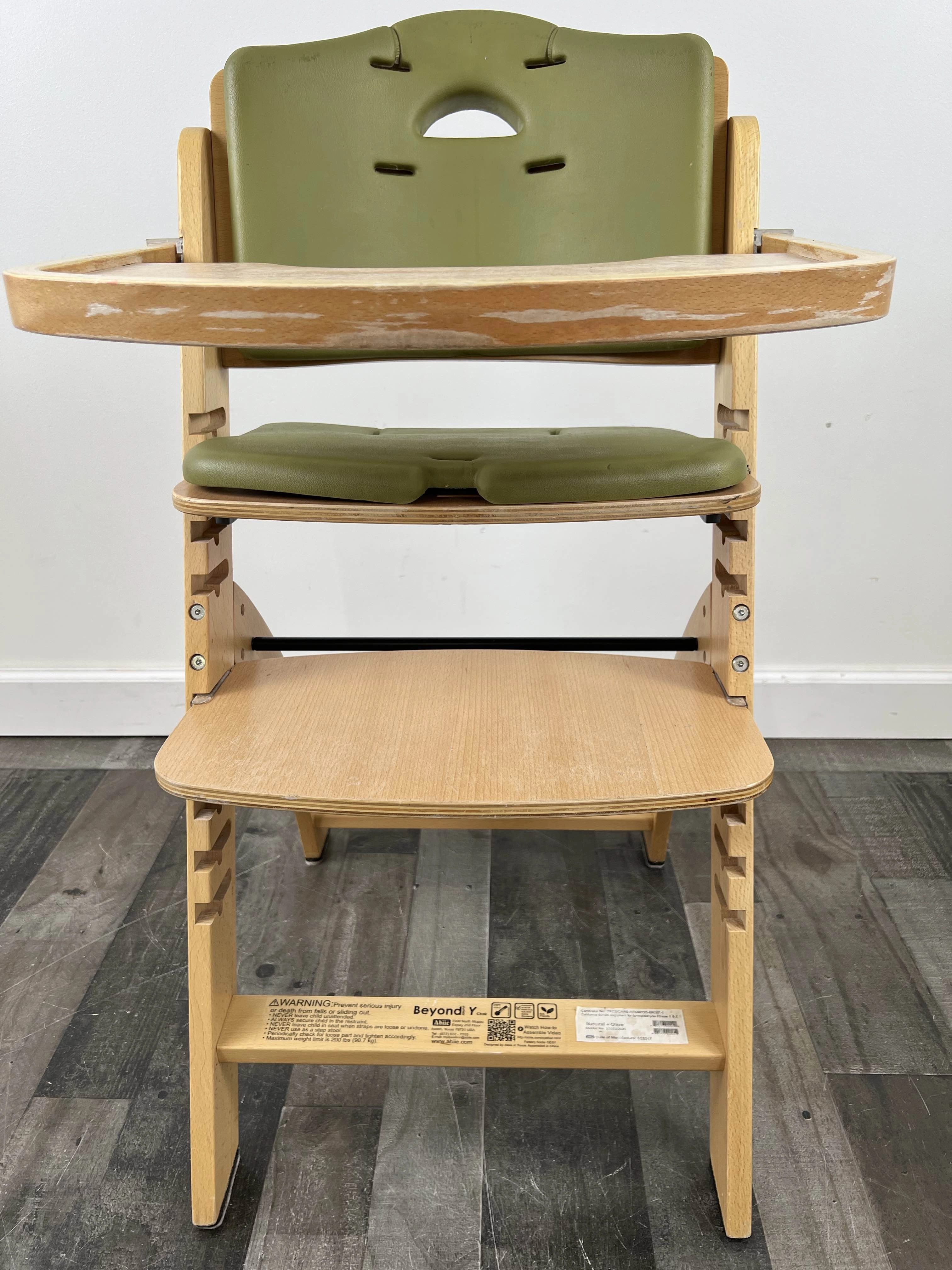 Abiie Beyond Junior Y Wooden High Chair, Natural/Green