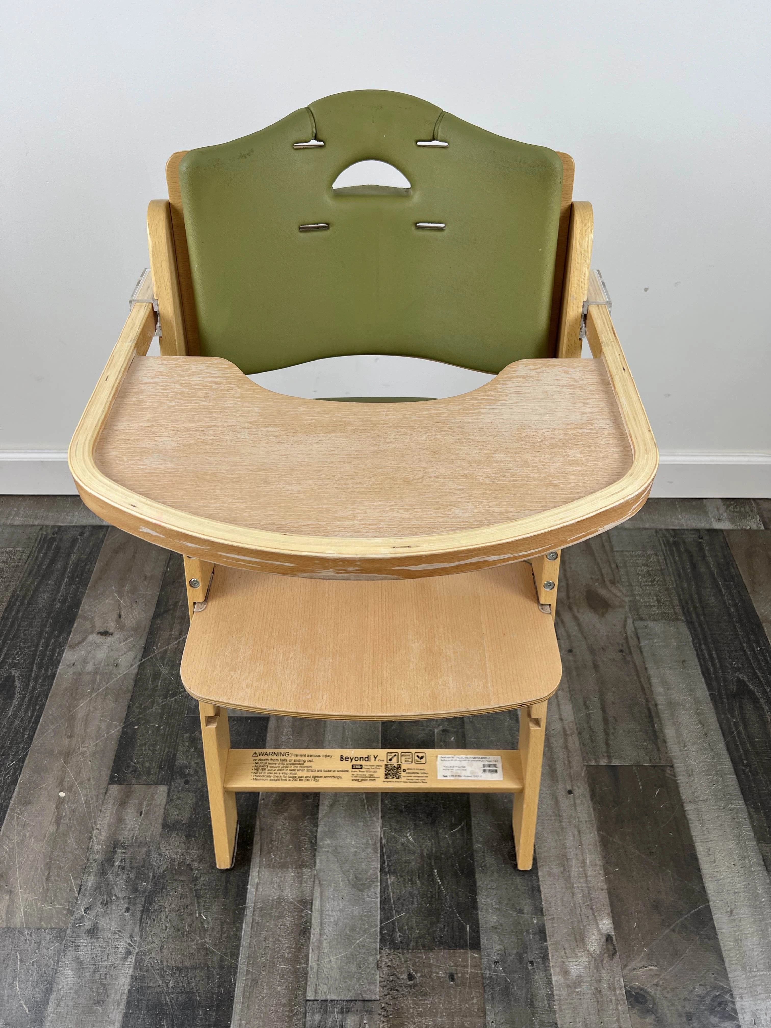 Abiie Beyond Junior Y Wooden High Chair, Natural/Green