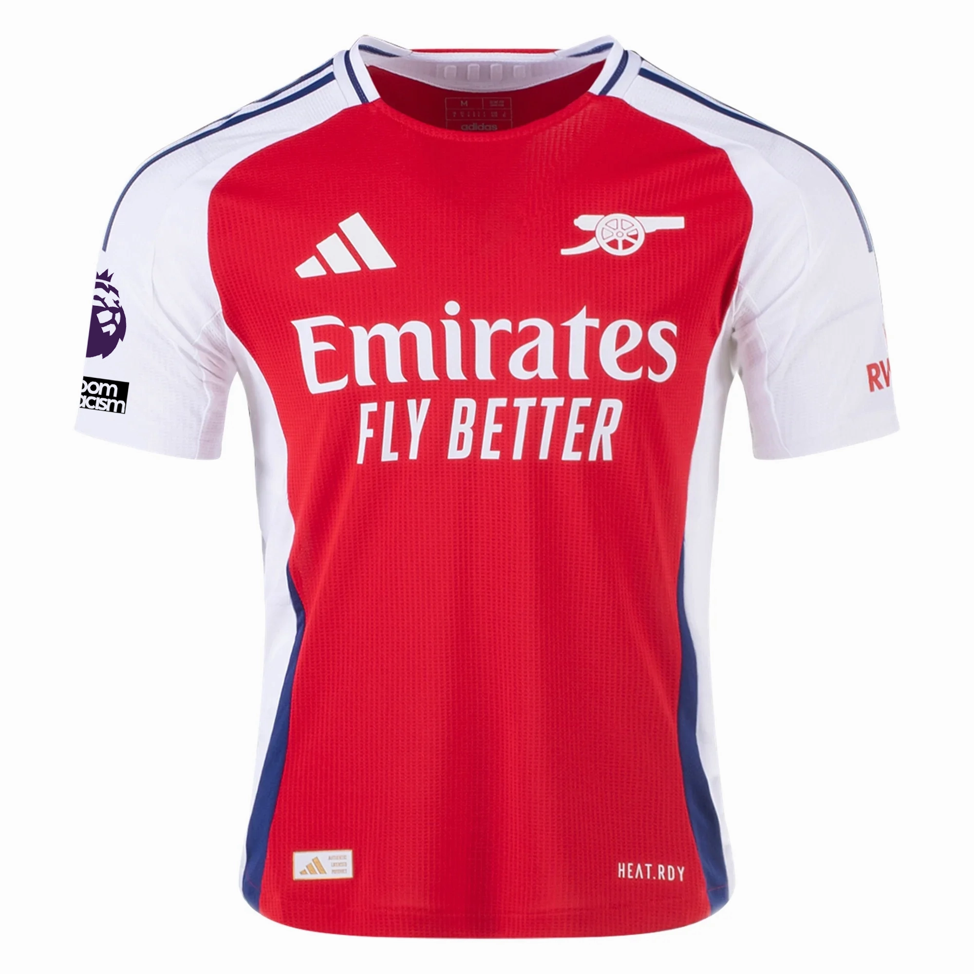 adidas Arsenal Authentic William Saliba Home Jersey w/ EPL   No Room For Racism Patches 24/25 (Better Scarlet/White)