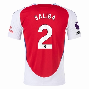 adidas Arsenal Authentic William Saliba Home Jersey w/ EPL   No Room For Racism Patches 24/25 (Better Scarlet/White)