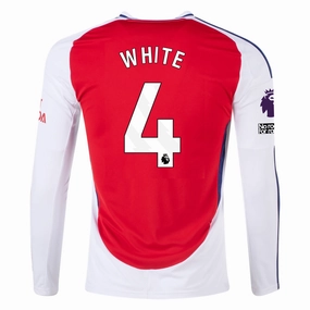 adidas Arsenal Ben White Home Long Sleeve Jersey w/ EPL   No Room For Racism Patches 24/25 (Better Scarlet/White)