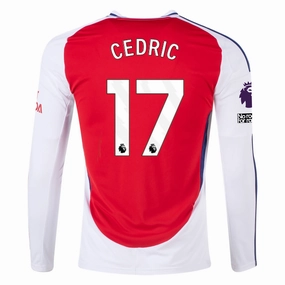 adidas Arsenal Cédric Soares Home Long Sleeve Jersey w/ EPL   No Room For Racism Patches 24/25 (Better Scarlet/White)