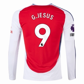adidas Arsenal Gabriel Jesus Home Long Sleeve Jersey w/ EPL   No Room For Racism Patches 24/25 (Better Scarlet/White)