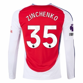adidas Arsenal Oleksandr Zinchenko Home Long Sleeve Jersey w/ EPL   No Room For Racism Patches 24/25 (Better Scarlet/White)