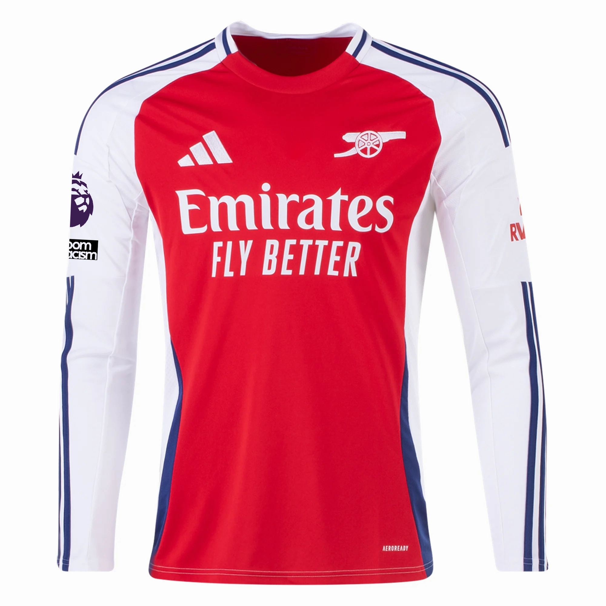 adidas Arsenal Thomas Partey Home Long Sleeve Jersey w/ EPL   No Room For Racism Patches 24/25 (Better Scarlet/White)