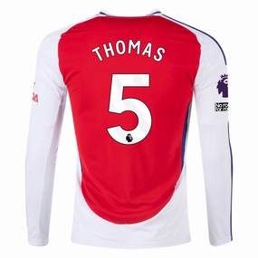 adidas Arsenal Thomas Partey Home Long Sleeve Jersey w/ EPL   No Room For Racism Patches 24/25 (Better Scarlet/White)