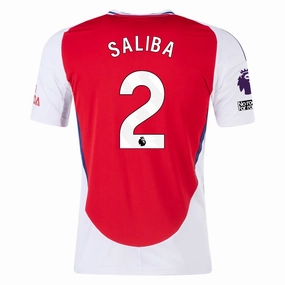 adidas Arsenal William Saliba Home Jersey w/ EPL   No Room For Racism Patches 24/25 (Better Scarlet/White)