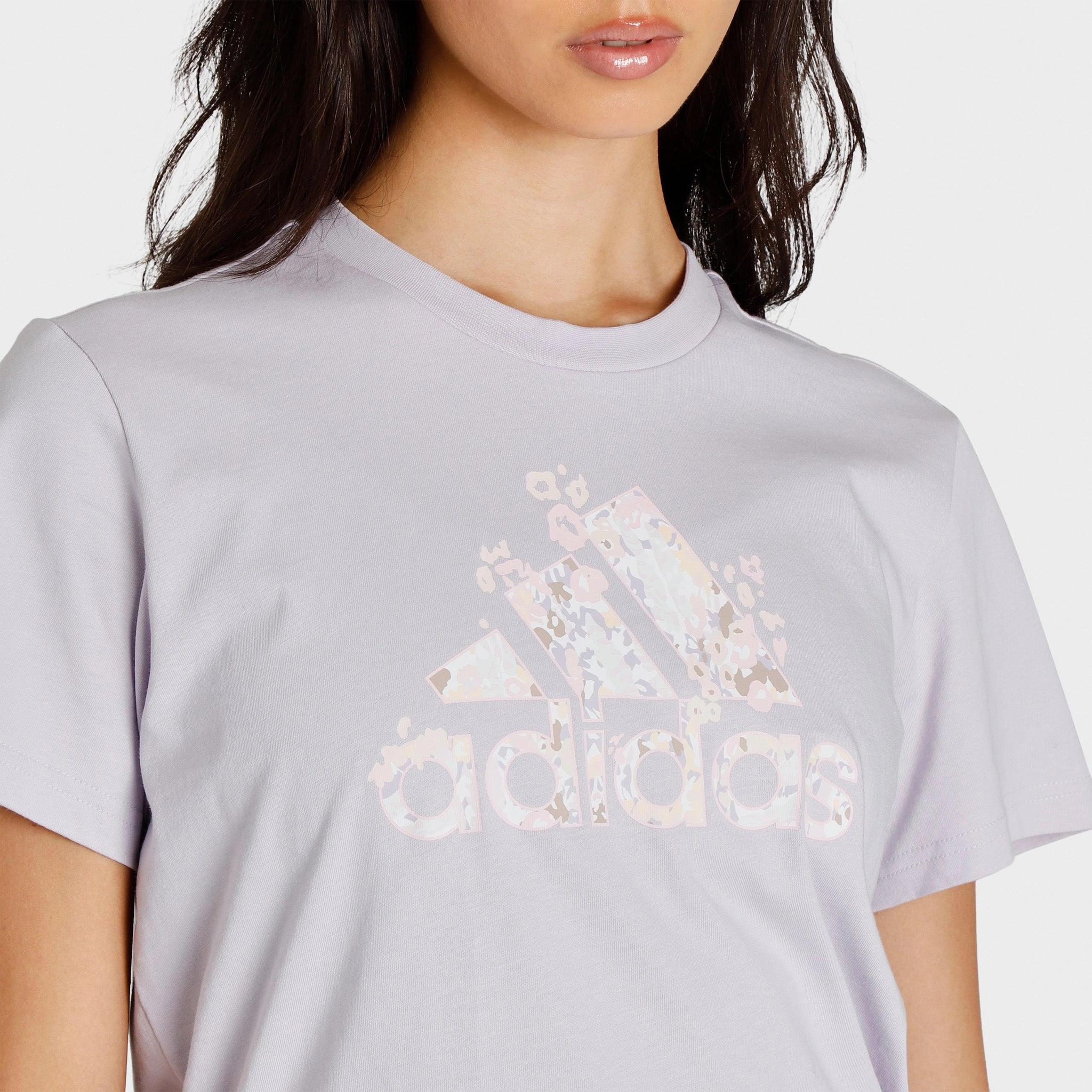 adidas Women's Floral Badge of Sport Graphic T-shirt / Silver Dawn