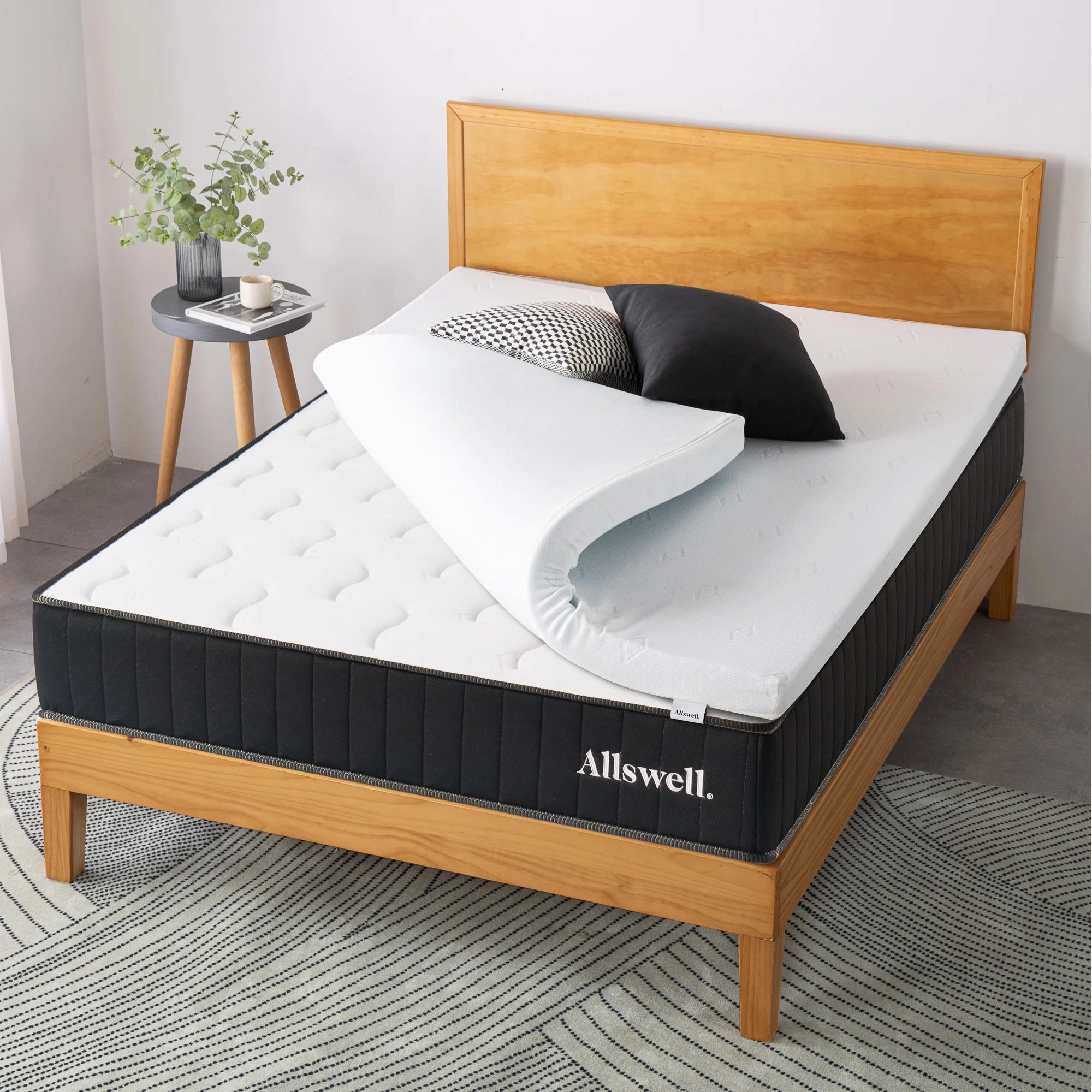 Allswell WS-TMTNMGZU-03T 3" Covered Memory Foam Mattress Topper, Twin