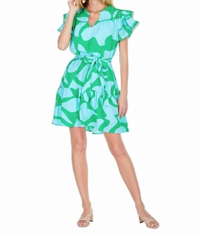 Arial Loop Trim Dress In Aqua