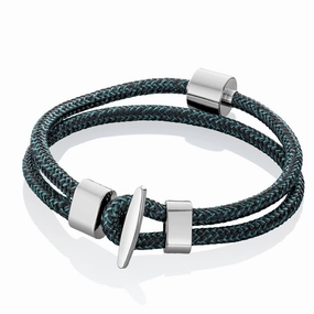 Black and Petrol - TadBlu Naval Cord Men’s Cremation Bead Bracelet