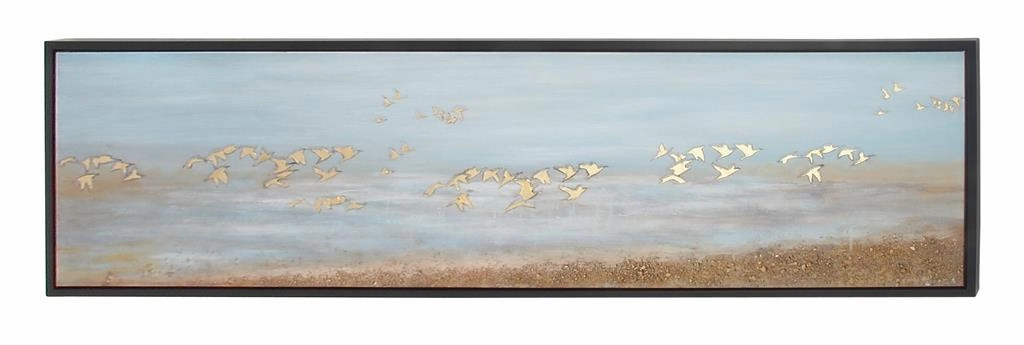 BLUE POLYSTONE CONTEMPORARY BIRDS FRAMED WALL ART