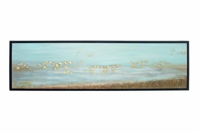 BLUE POLYSTONE CONTEMPORARY BIRDS FRAMED WALL ART
