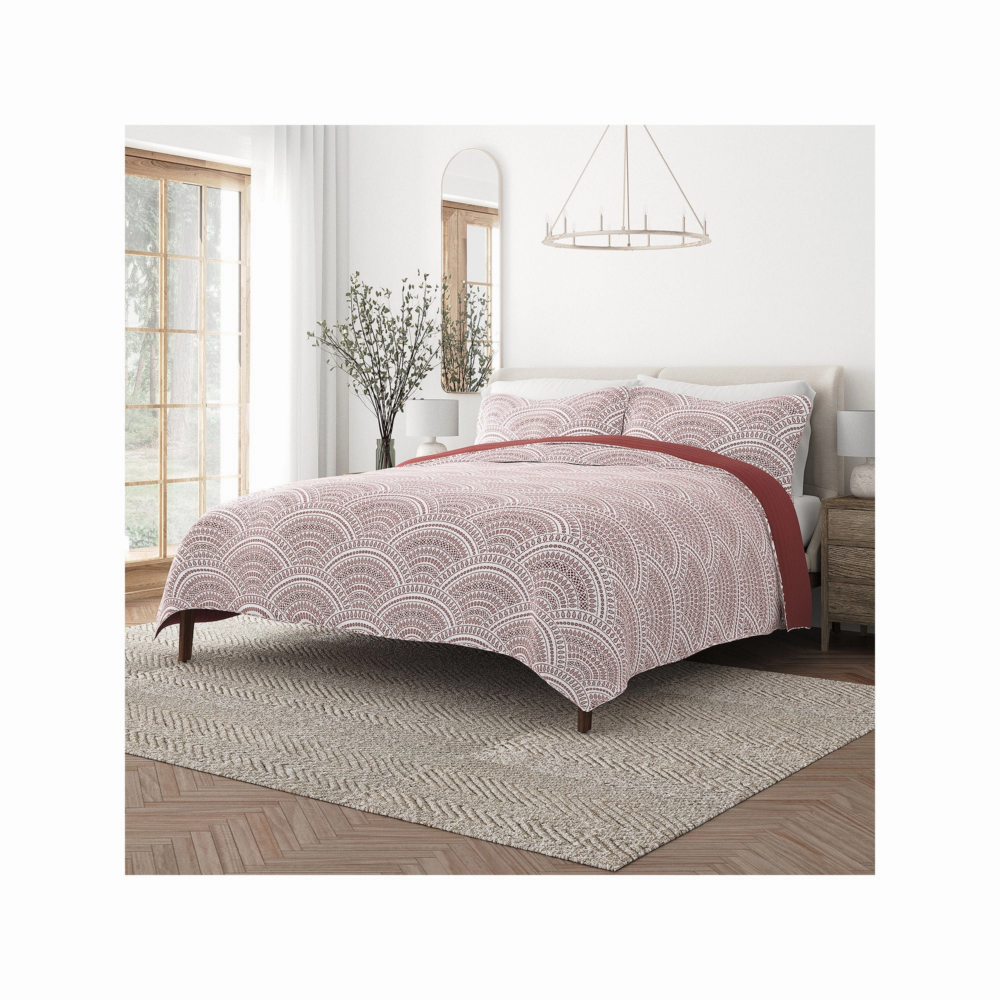 Casual Comfort Scallop Reversible Quilt Set - Terracotta