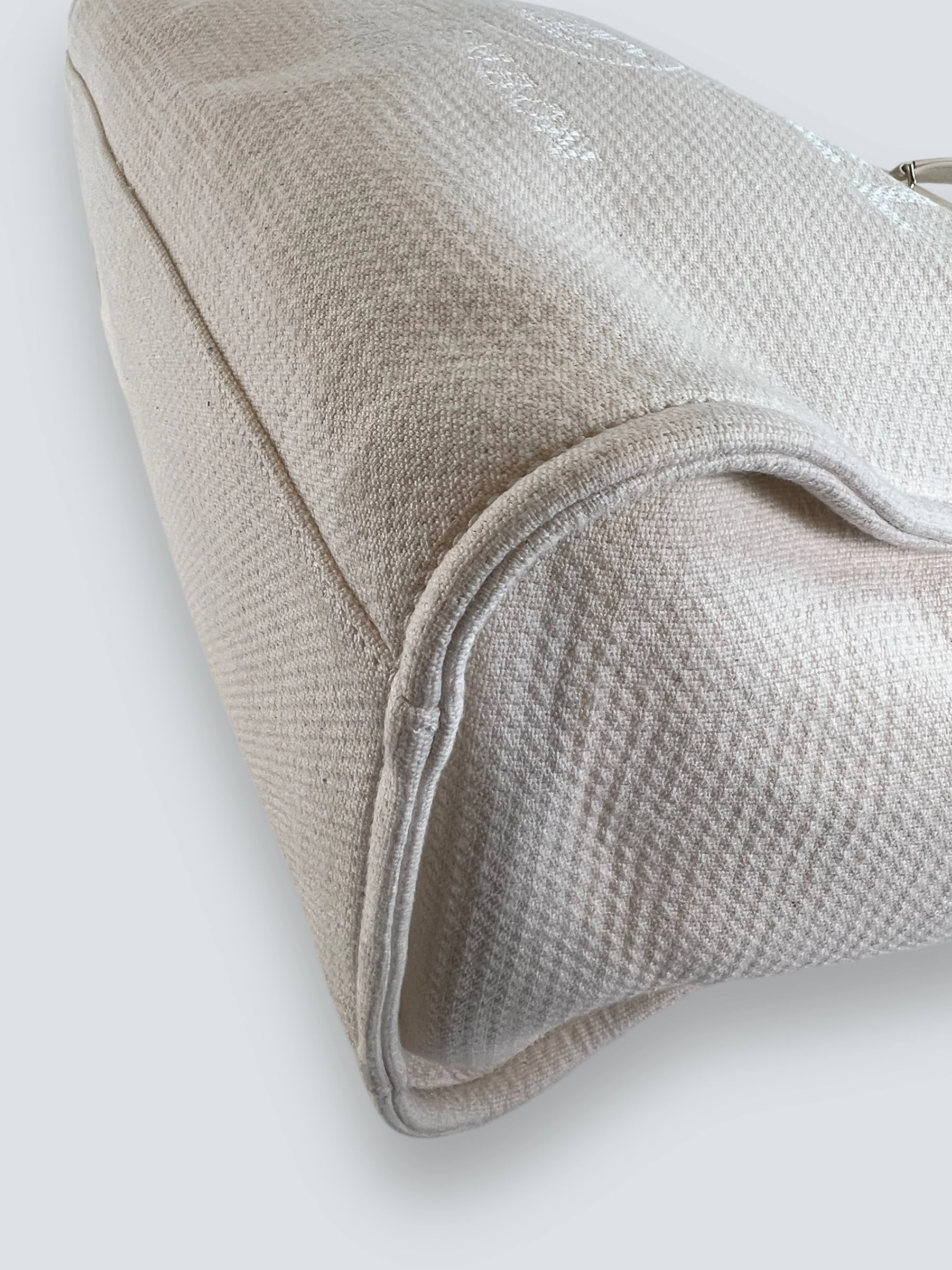 Chanel Cream Leather & Canvas Deauville Tote