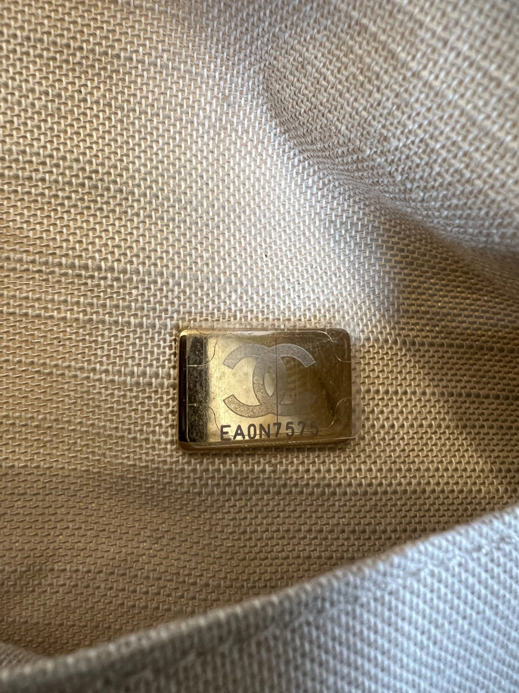 Chanel Cream Leather & Canvas Deauville Tote