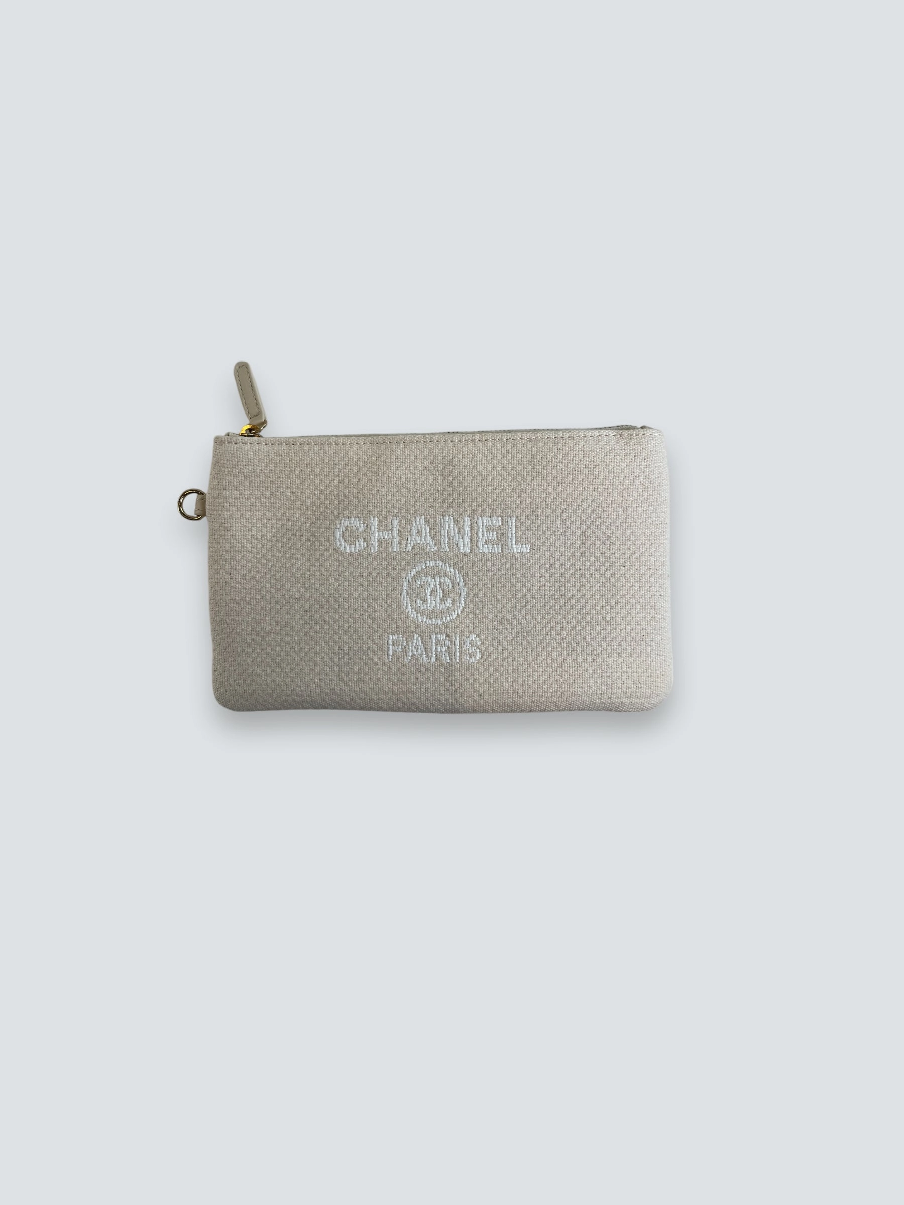 Chanel Cream Leather & Canvas Deauville Tote