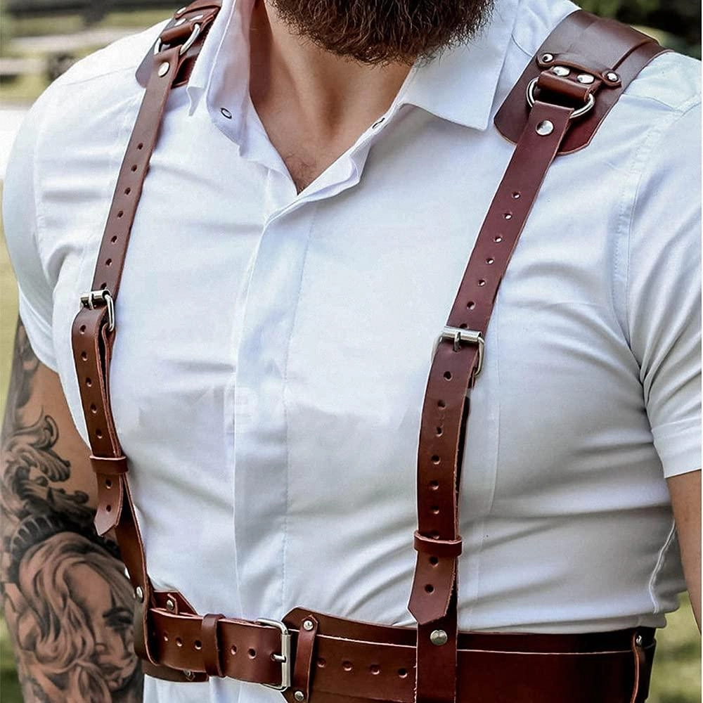Chest with Buckles Rave Costume Punk Leather Body Cage