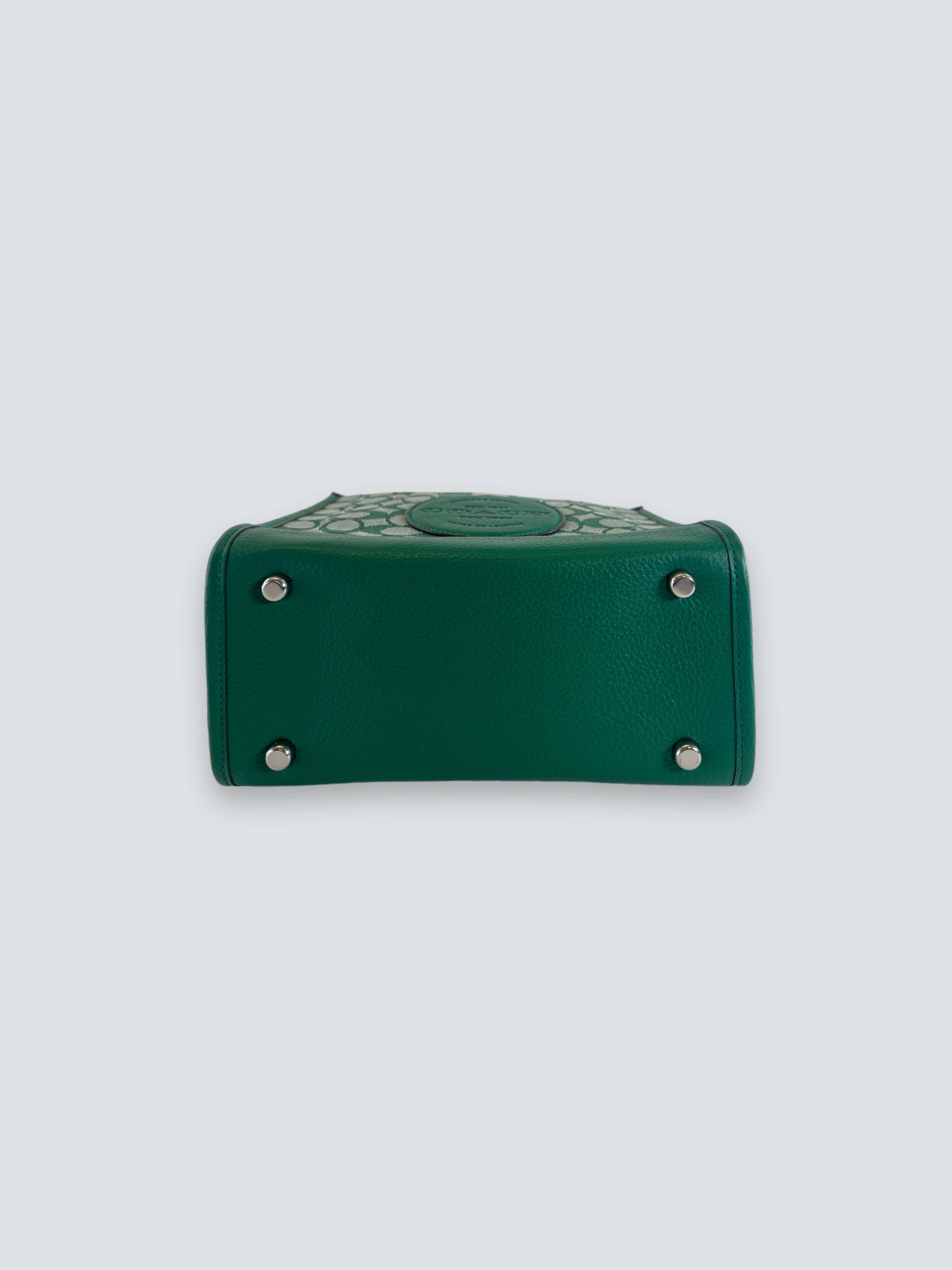 Coach Green Leather & Canvas Dempsey Tote