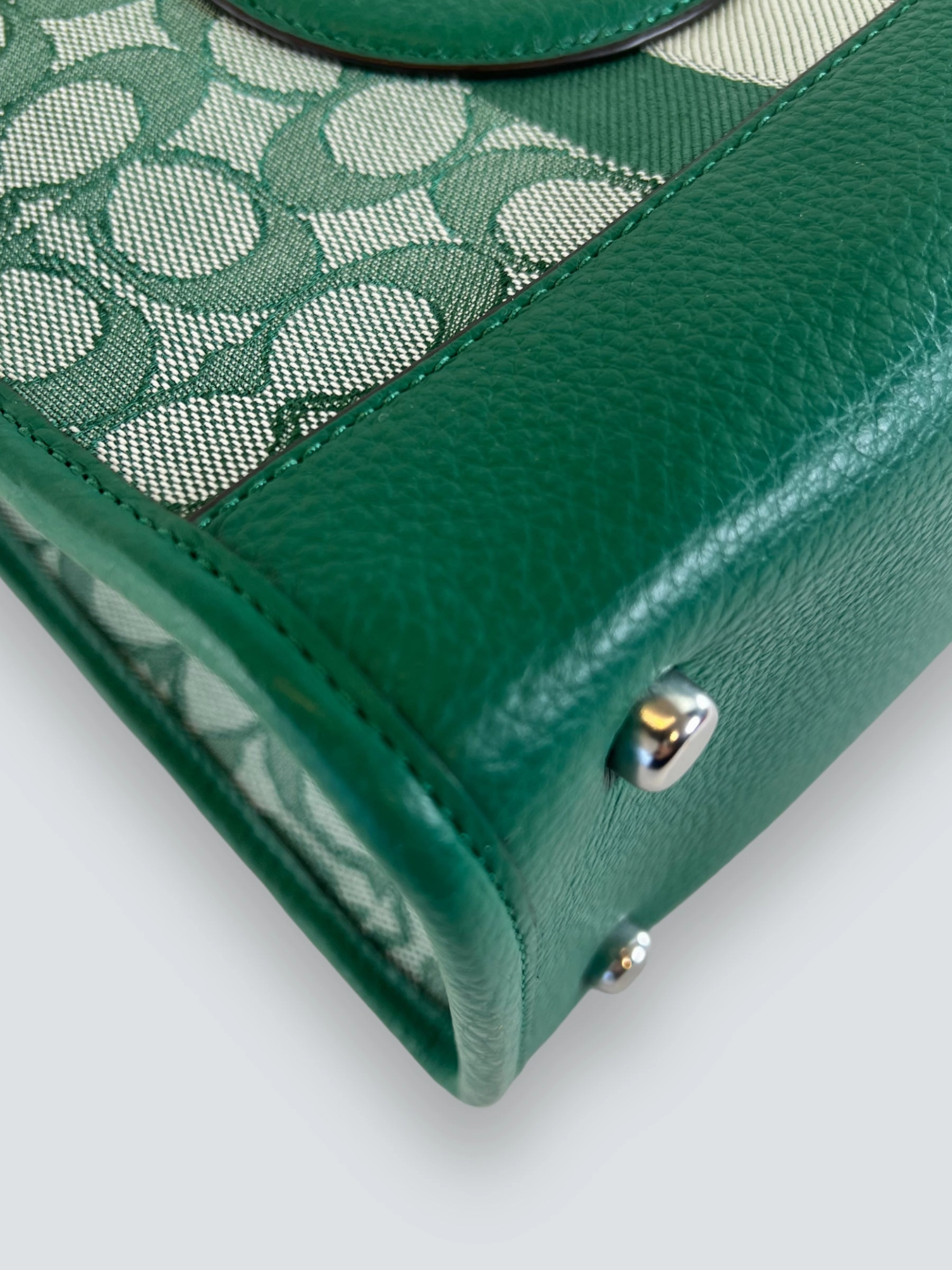 Coach Green Leather & Canvas Dempsey Tote