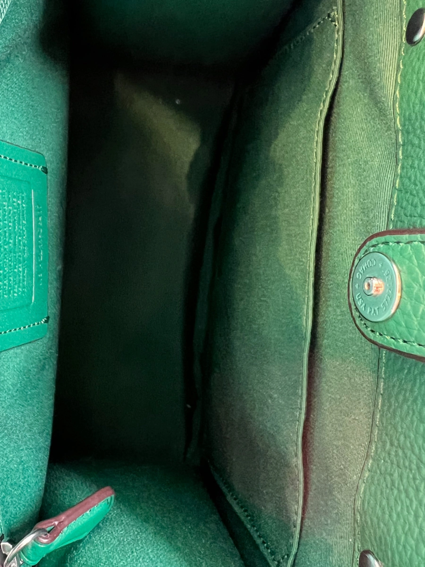 Coach Green Leather & Canvas Dempsey Tote