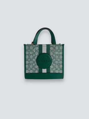 Coach Green Leather & Canvas Dempsey Tote