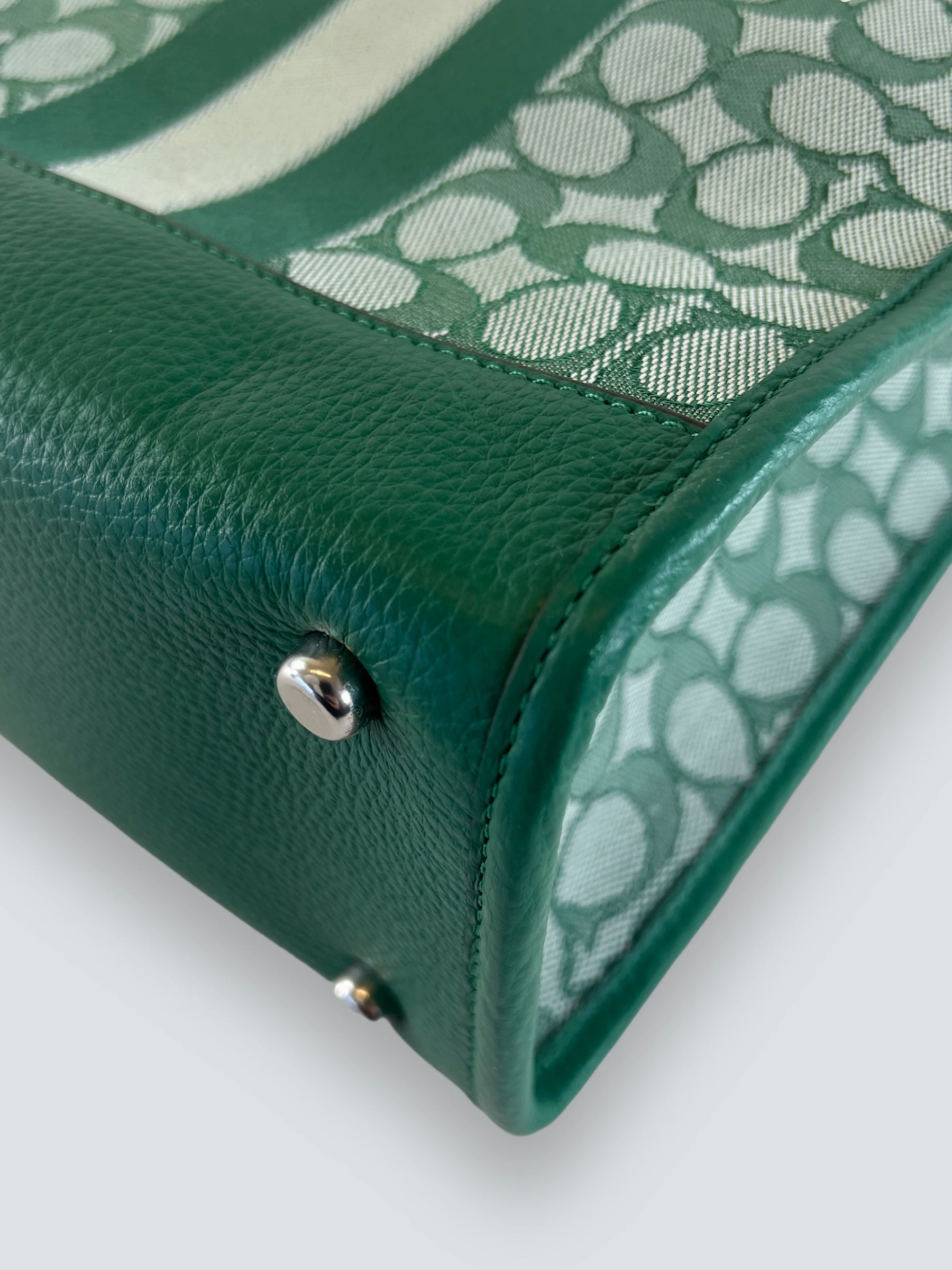 Coach Green Leather & Canvas Dempsey Tote