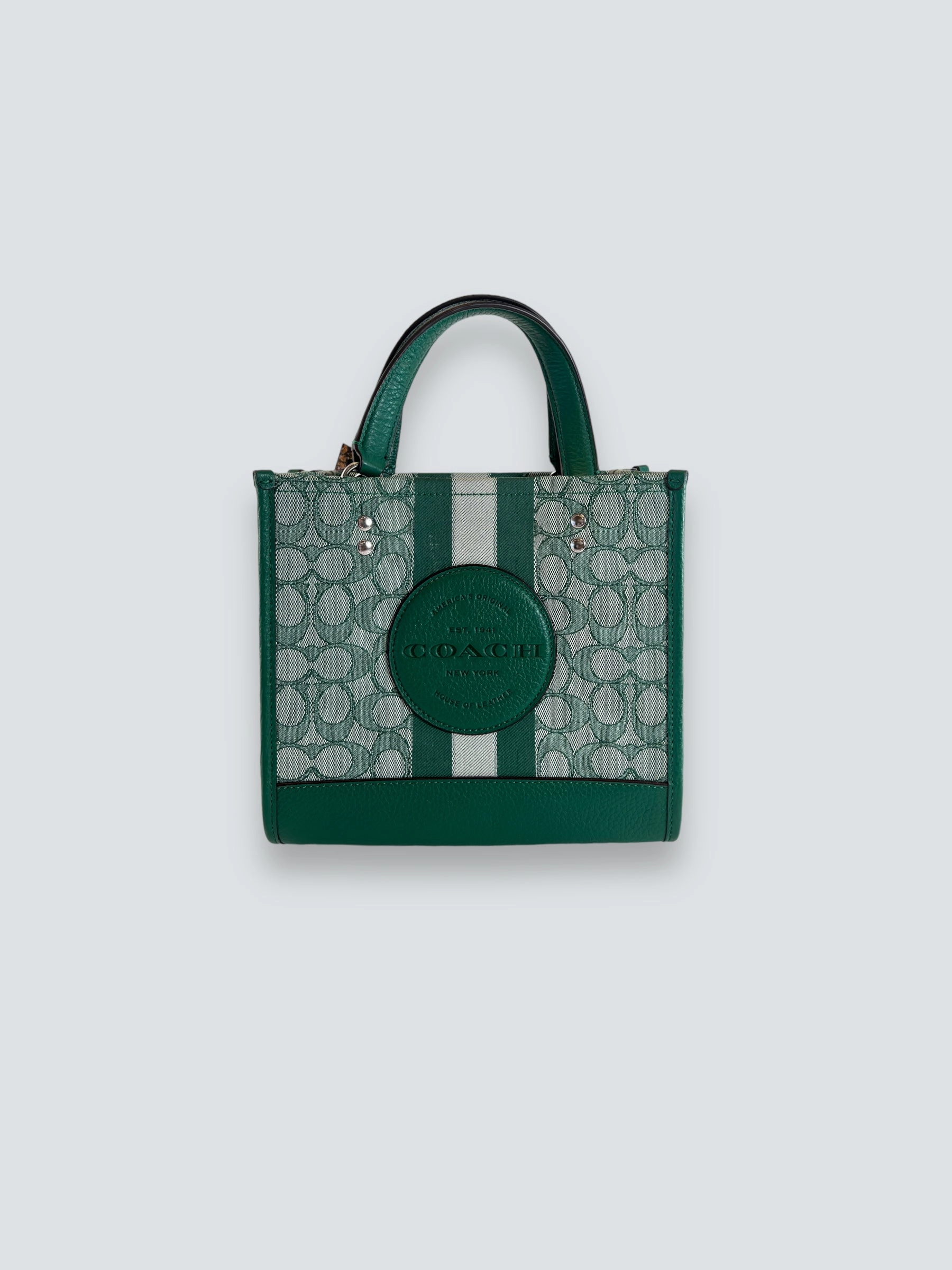 Coach Green Leather & Canvas Dempsey Tote
