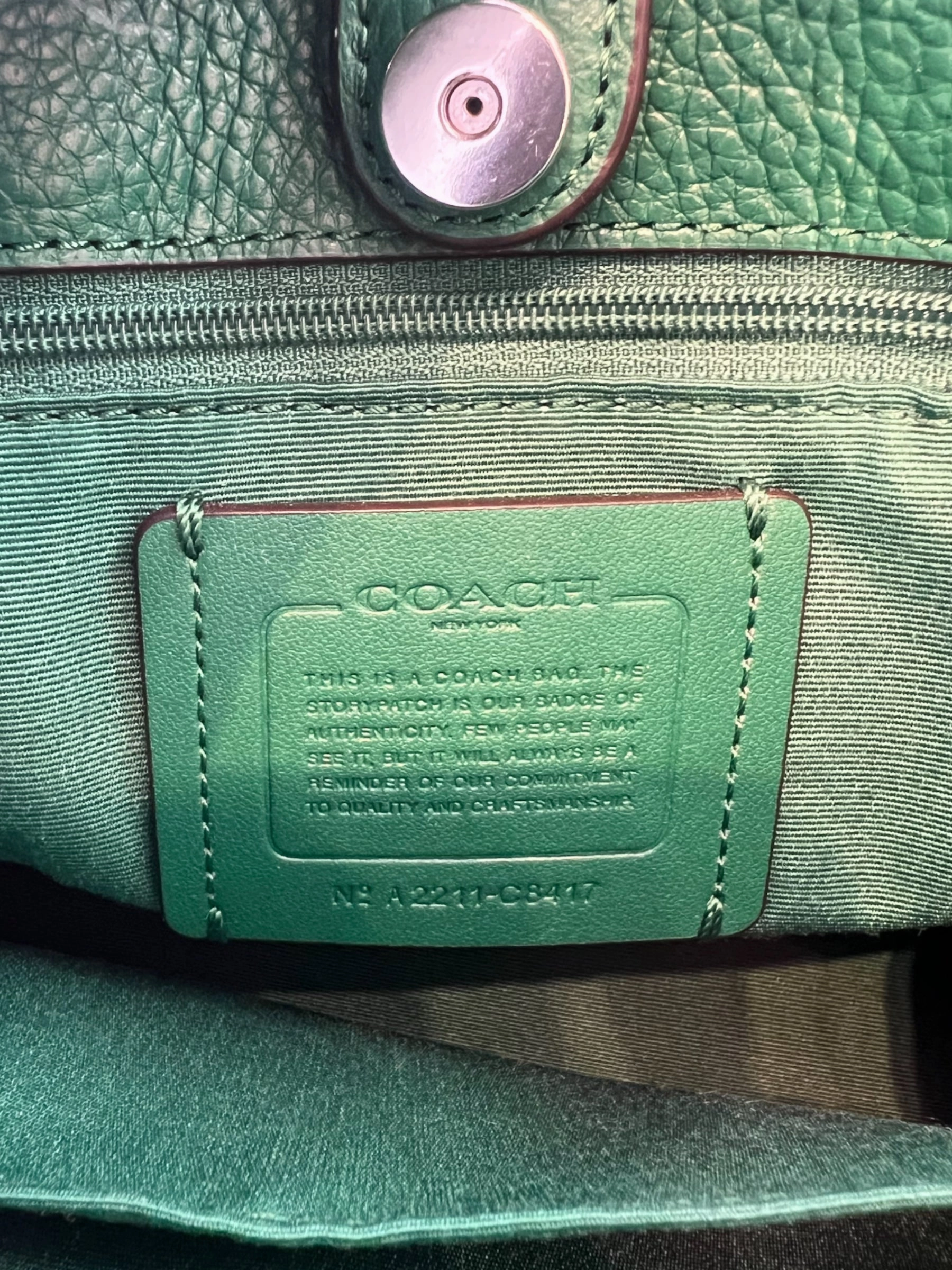 Coach Green Leather & Canvas Dempsey Tote