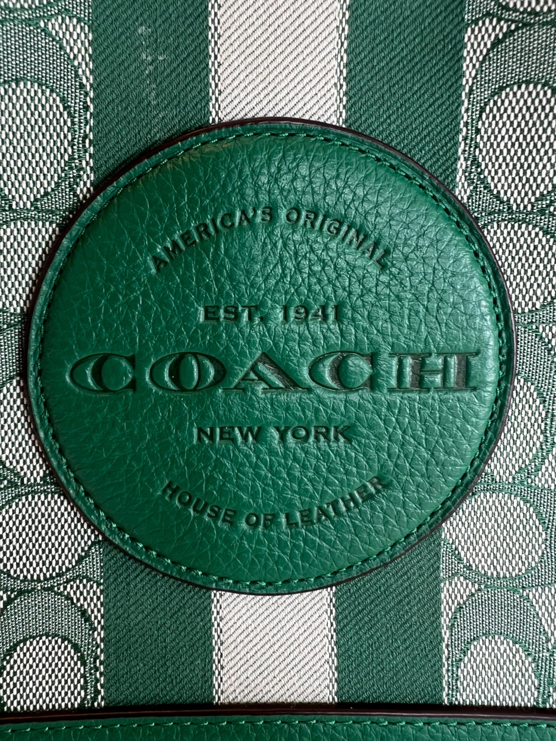 Coach Green Leather & Canvas Dempsey Tote