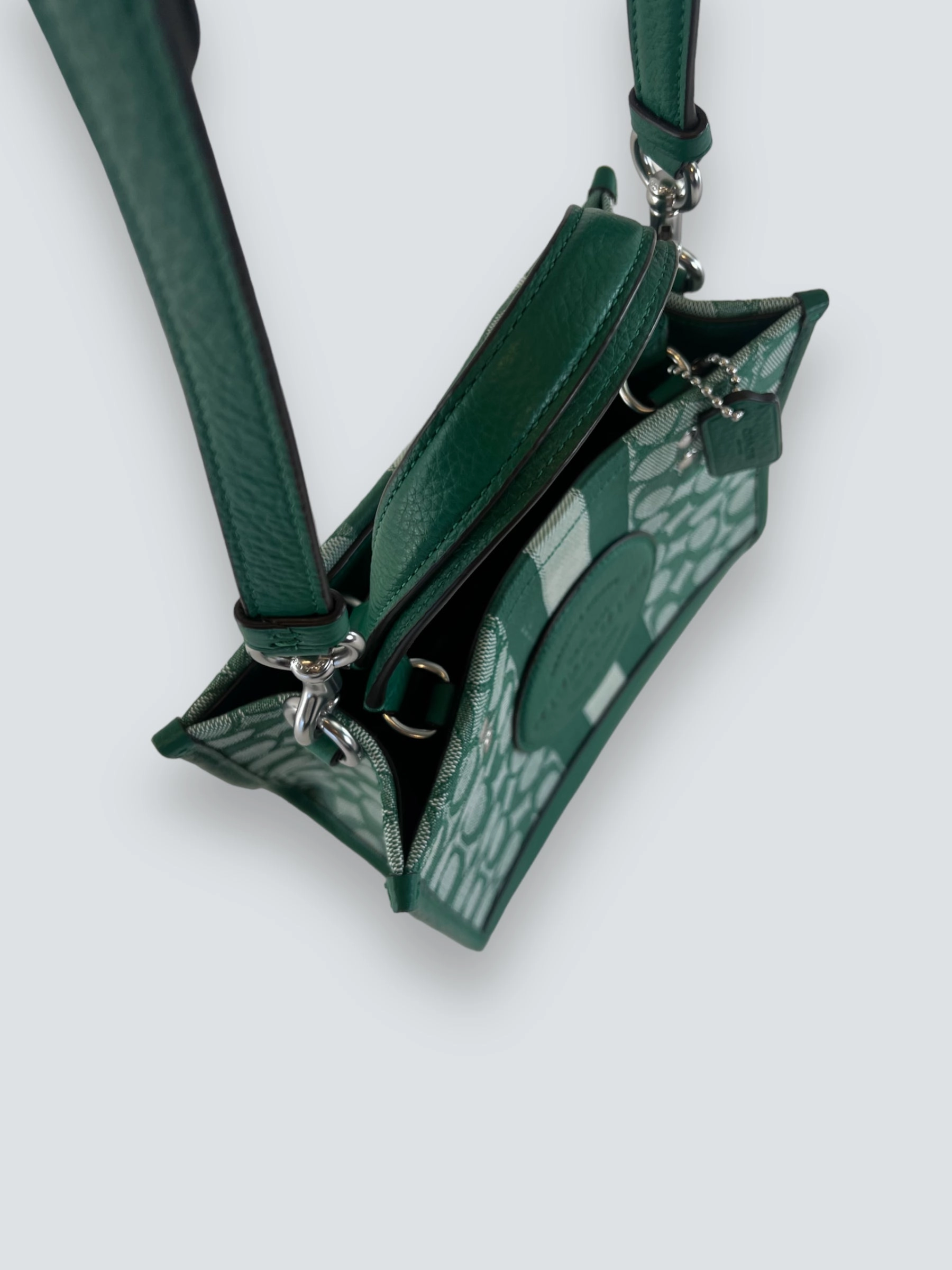 Coach Green Leather & Canvas Dempsey Tote
