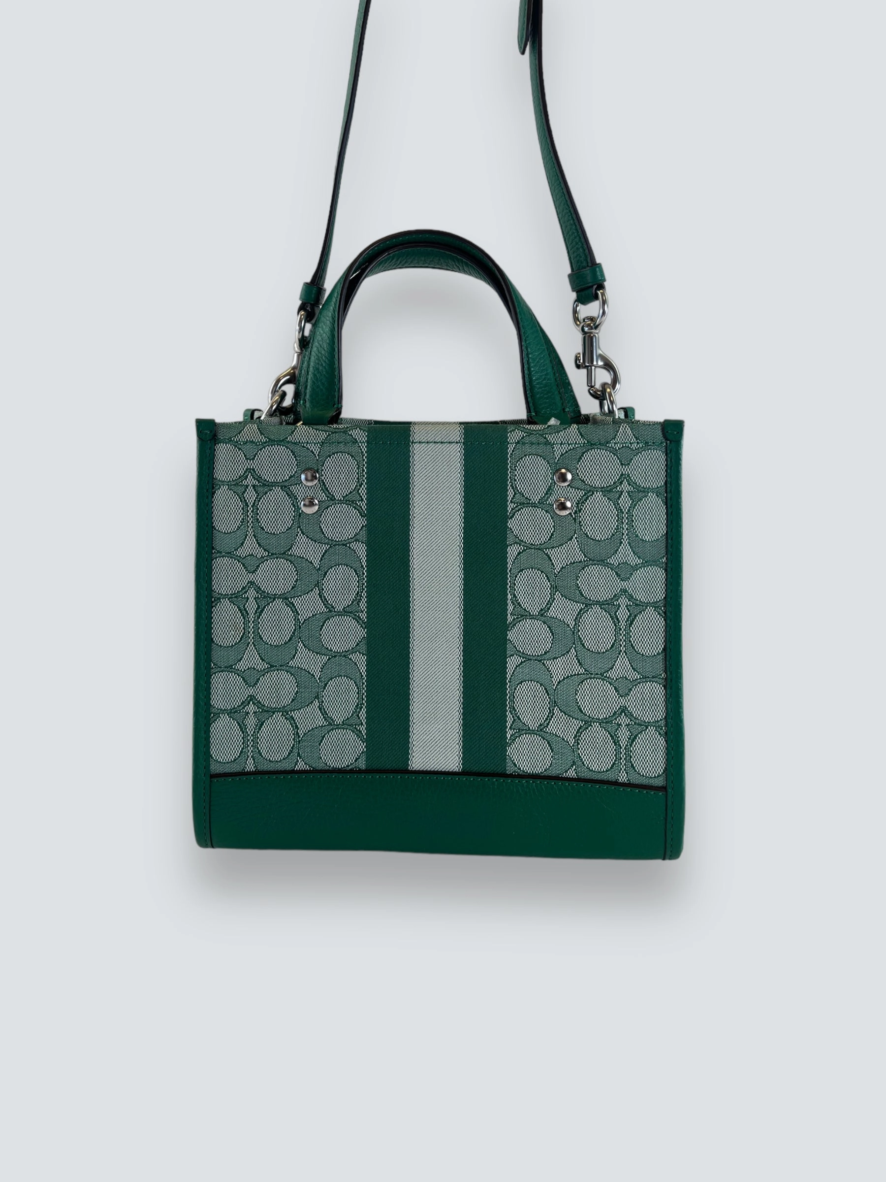 Coach Green Leather & Canvas Dempsey Tote
