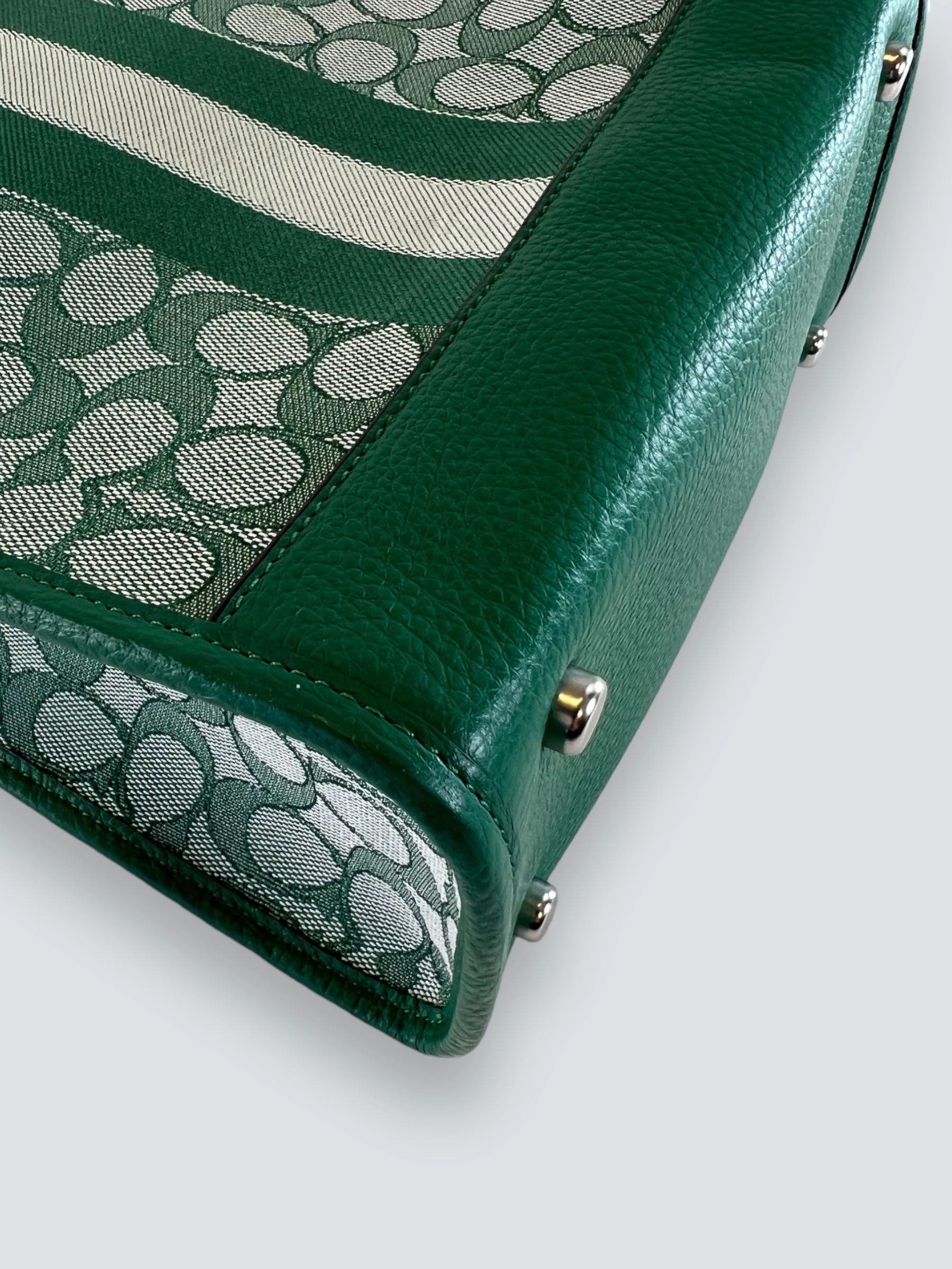 Coach Green Leather & Canvas Dempsey Tote