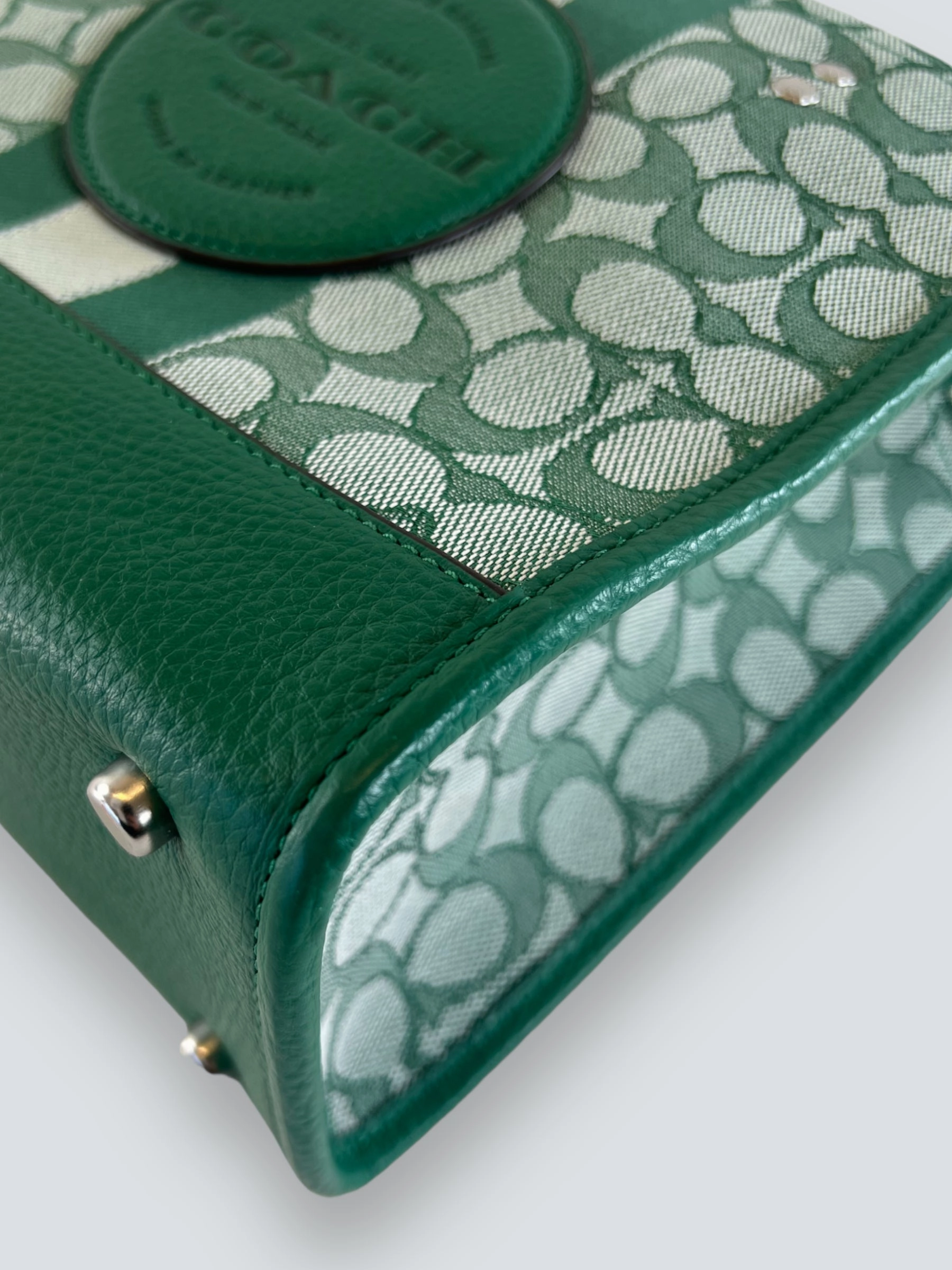 Coach Green Leather & Canvas Dempsey Tote