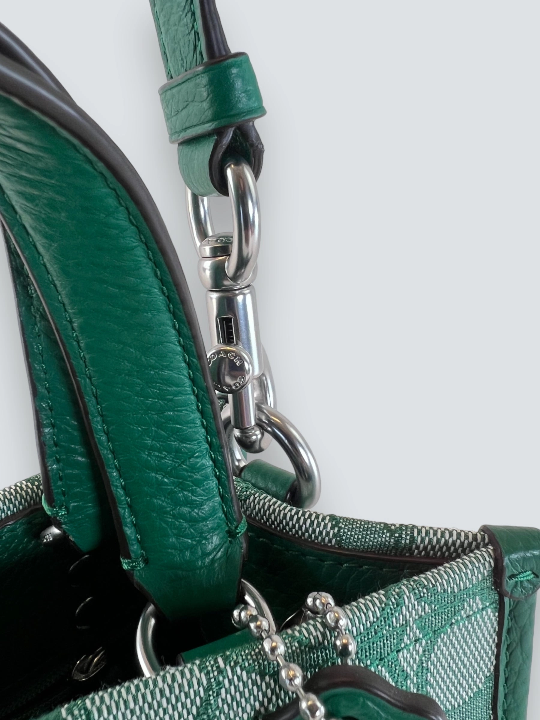 Coach Green Leather & Canvas Dempsey Tote