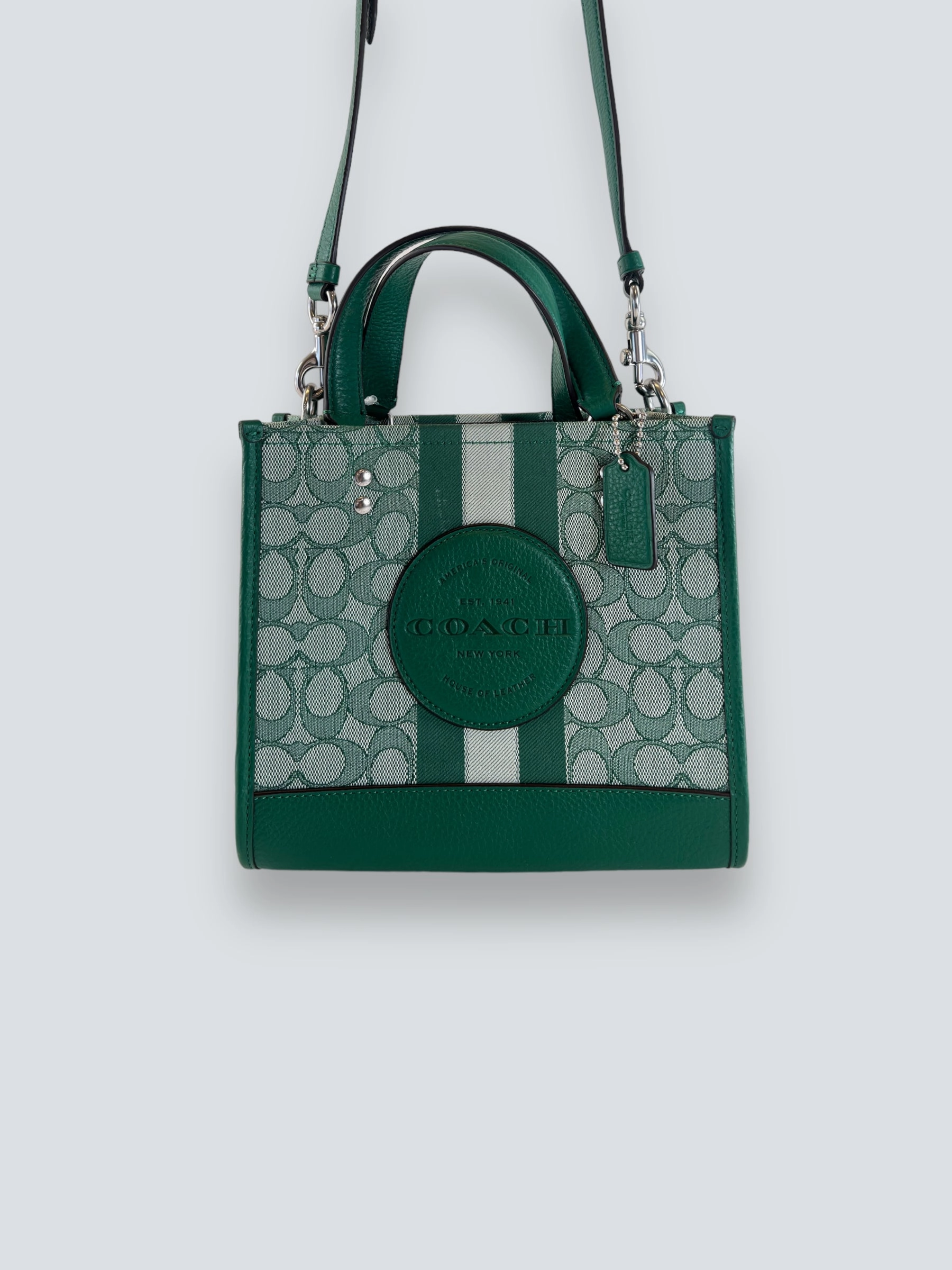 Coach Green Leather & Canvas Dempsey Tote