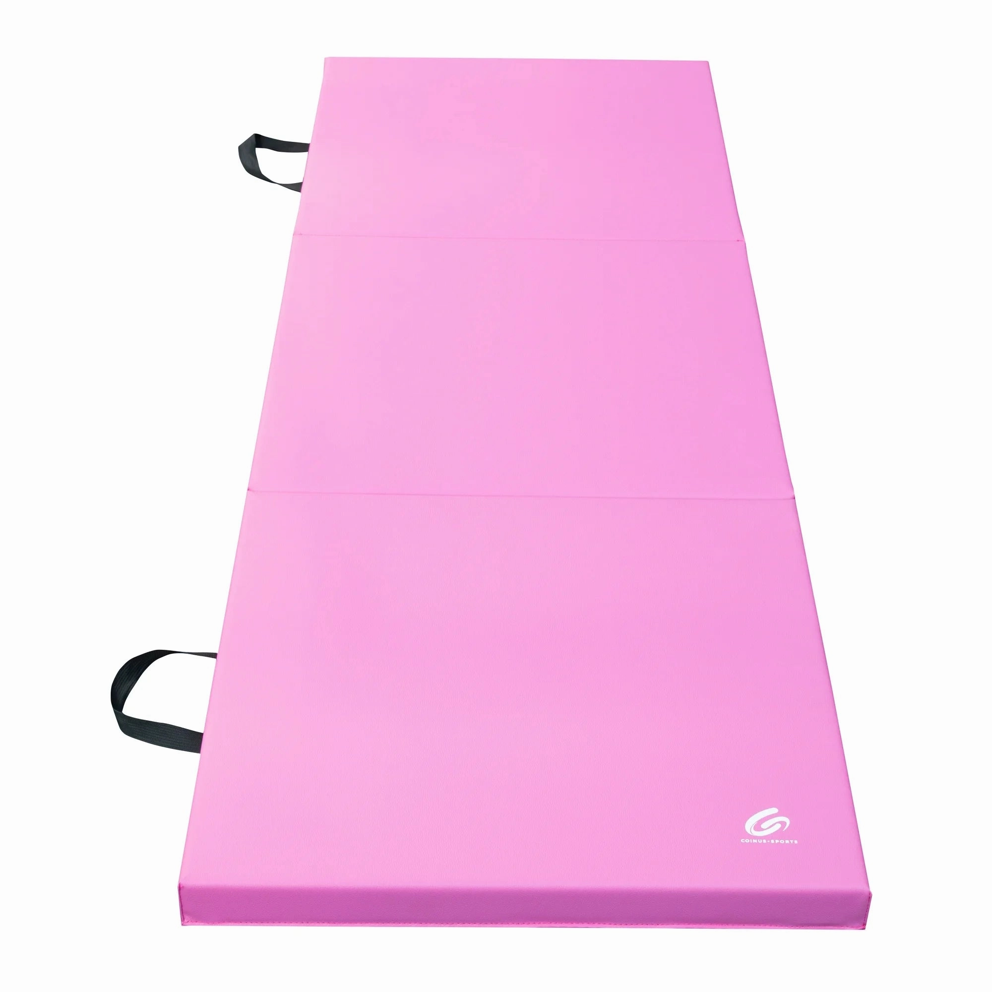 Coinus Sports COWC0207B Tri-Fold Gymnastics Exercise Mat with Handles, 6' x 2' x 2", Pink