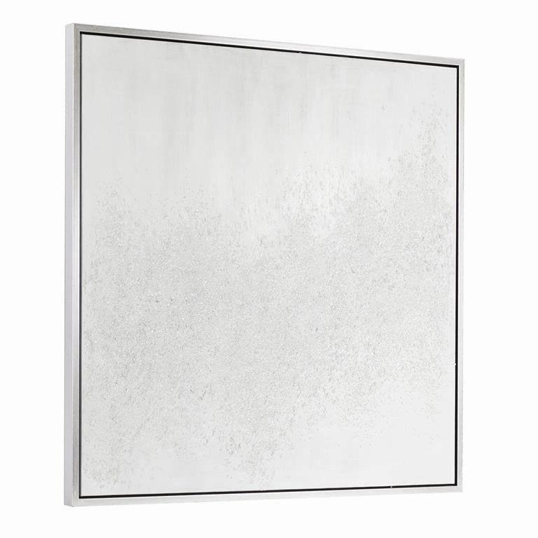 COSMOLIVING BY COSMOPOLITAN WHITE CANVAS ABSTRACT HANDMADE FRAMED WALL ART WITH SILVER FRAME,