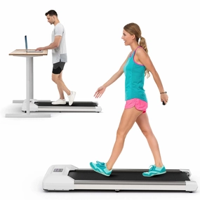 Costway NJDG3076U1-GR SuperFit 0.6-3.8MPH Walking Pad Under Desk Treadmill with Remote Control and LED Display Grey