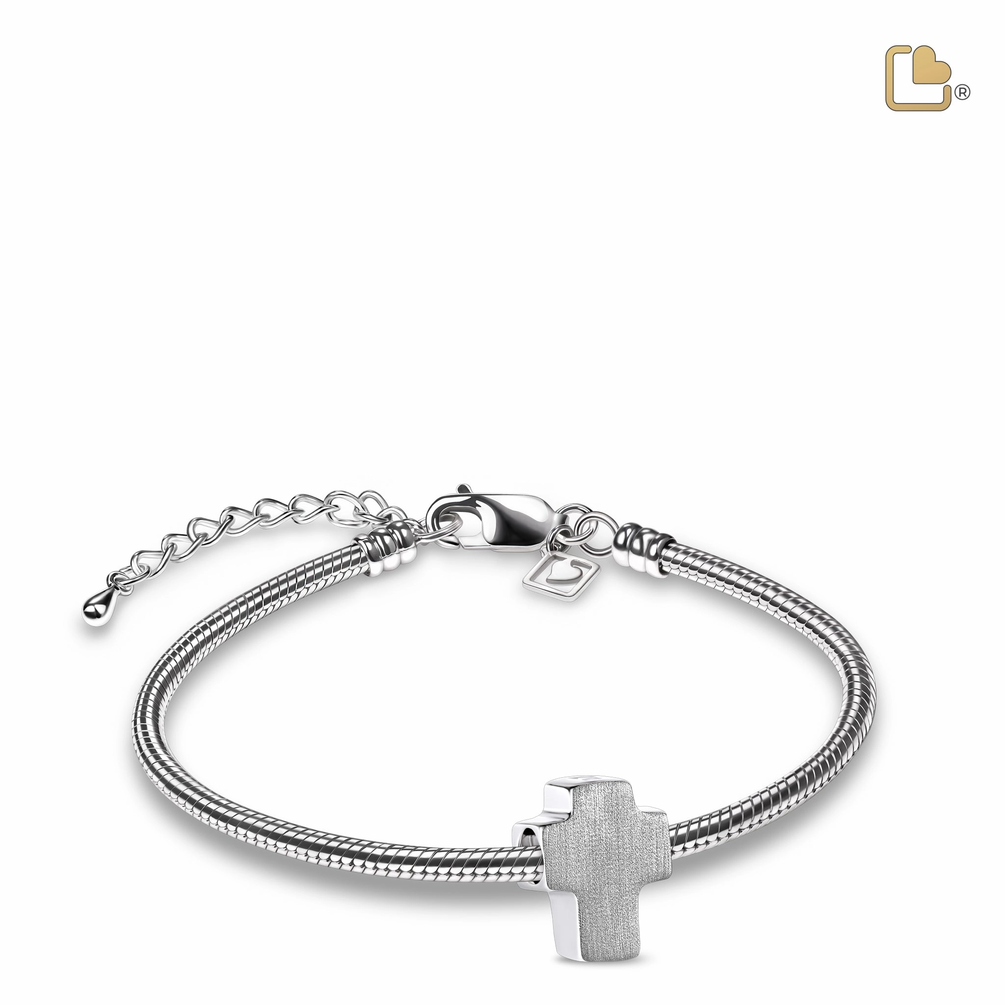 Cross Two Tone Sterling Silver Cremation Bracelet Bead