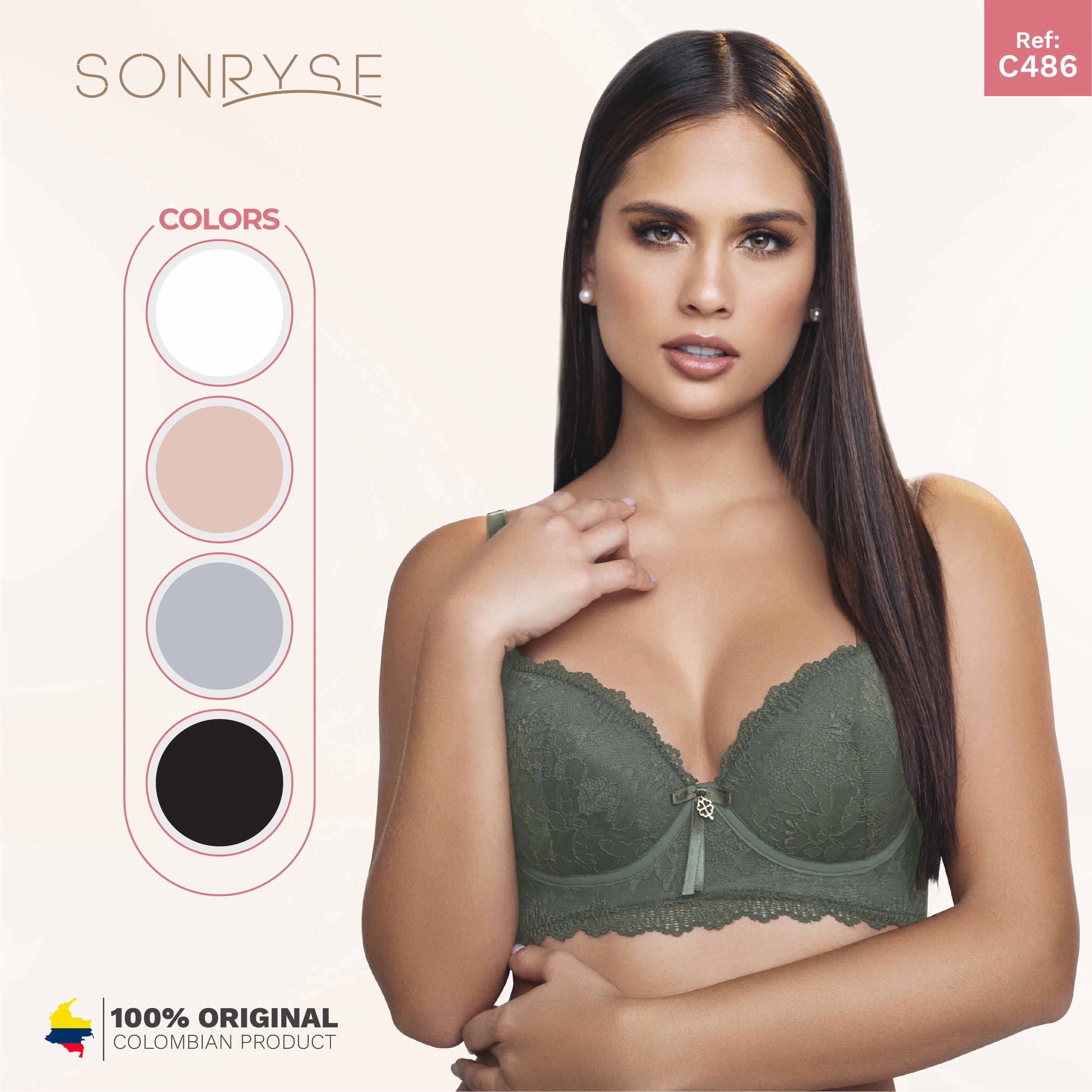 Daily Use Bra Breathable full cups, Flexible side bones &The straps are removable Sonryse C486