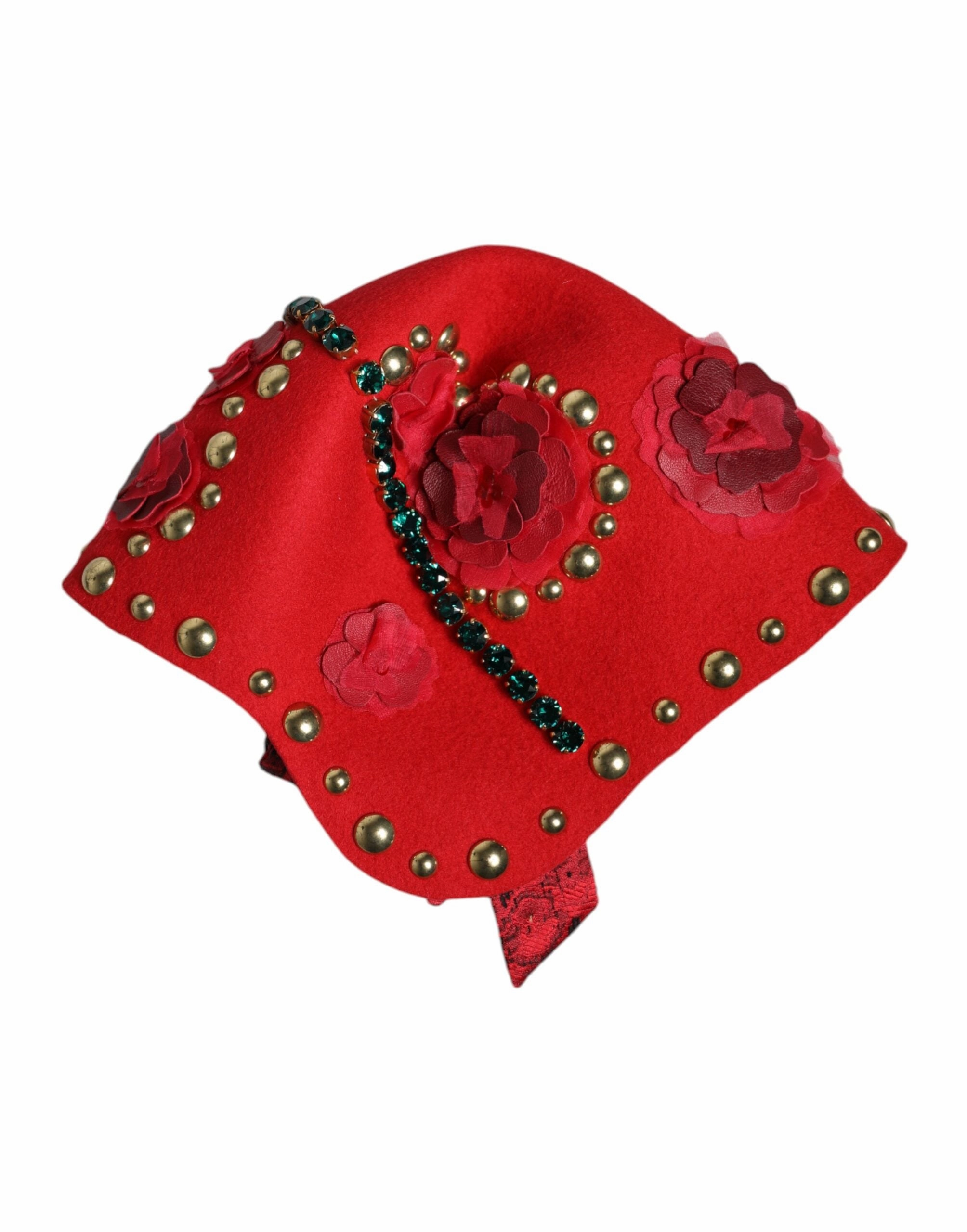 Dolce & Gabbana Crystal gold Roses Brooch Embellished Women's Hat (Pre-Owned)