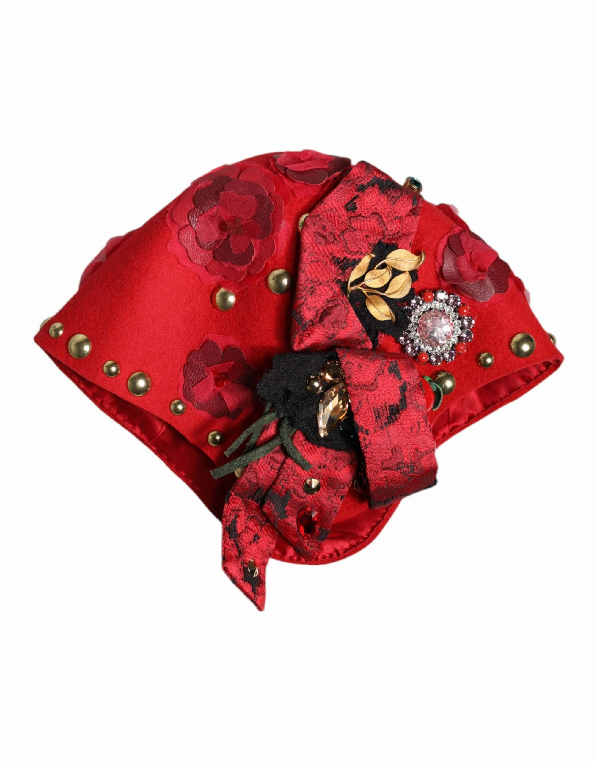 Dolce & Gabbana Crystal gold Roses Brooch Embellished Women's Hat (Pre-Owned)