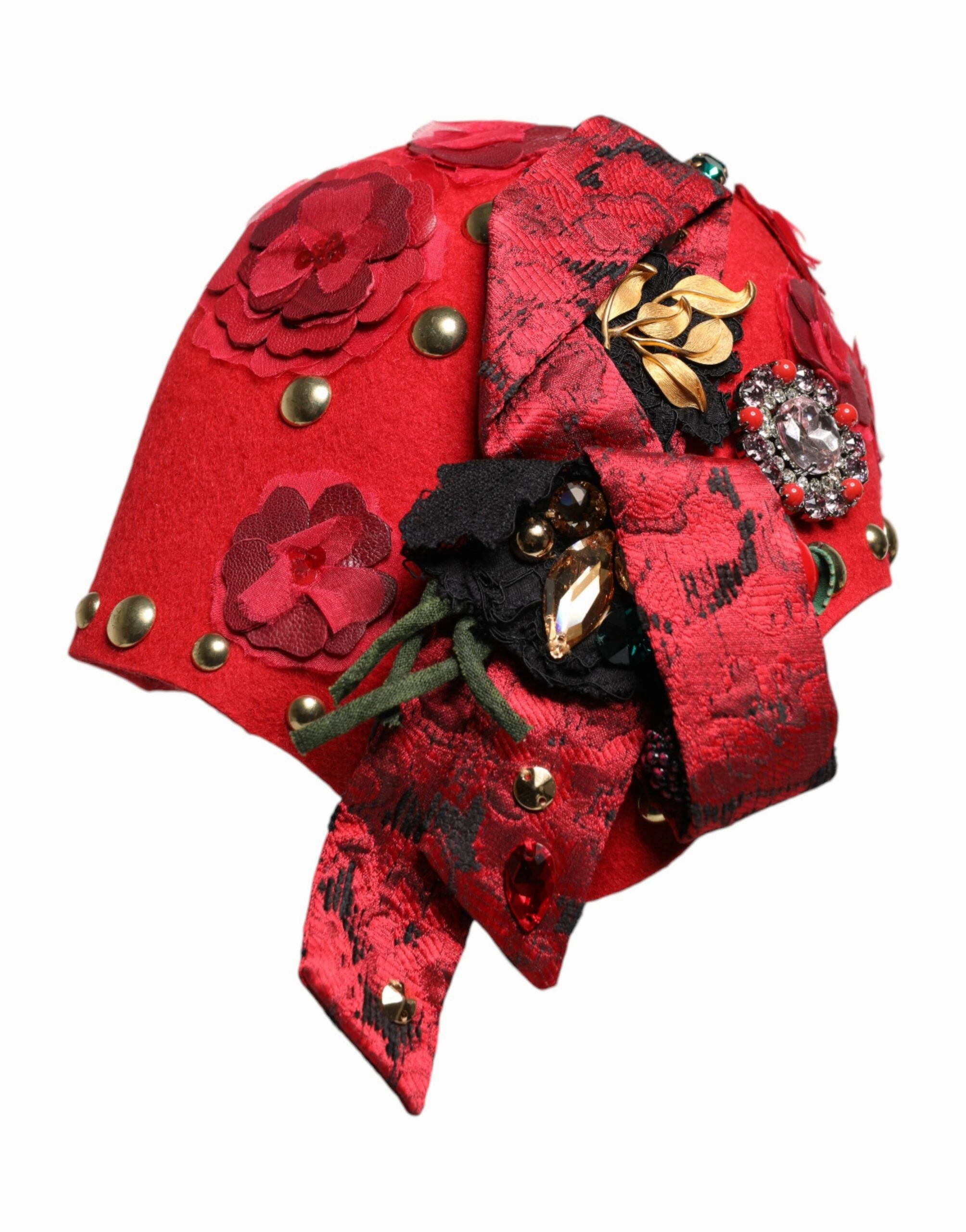 Dolce & Gabbana Crystal gold Roses Brooch Embellished Women's Hat (Pre-Owned)