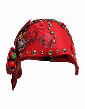 Dolce & Gabbana Crystal gold Roses Brooch Embellished Women's Hat (Pre-Owned)
