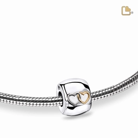 Entwined Hearts Rhodium Plated Gold Vermeil Cremation Bracelet Bead