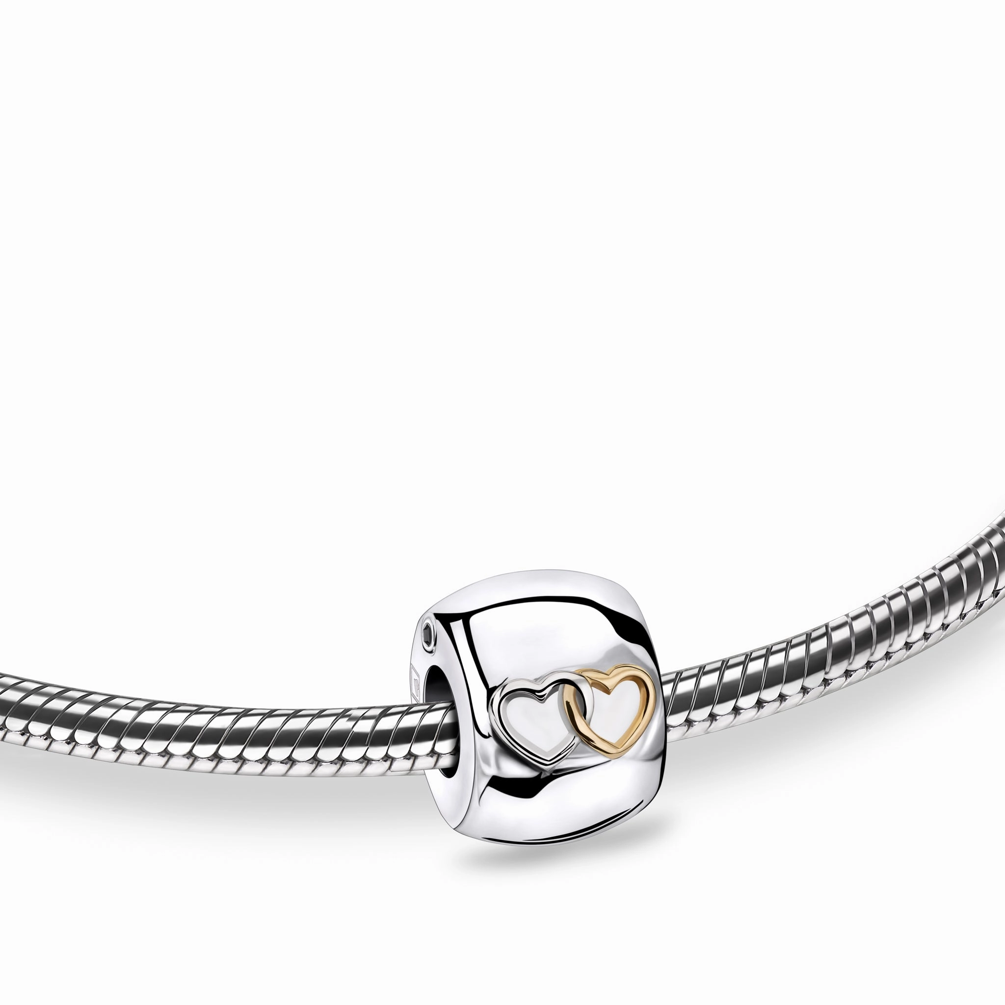 Entwined Hearts Rhodium Plated Gold Vermeil Cremation Bracelet Bead