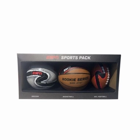 ESPN 3pk Ball Set Includes a Basketball, Football, Soccer Ball