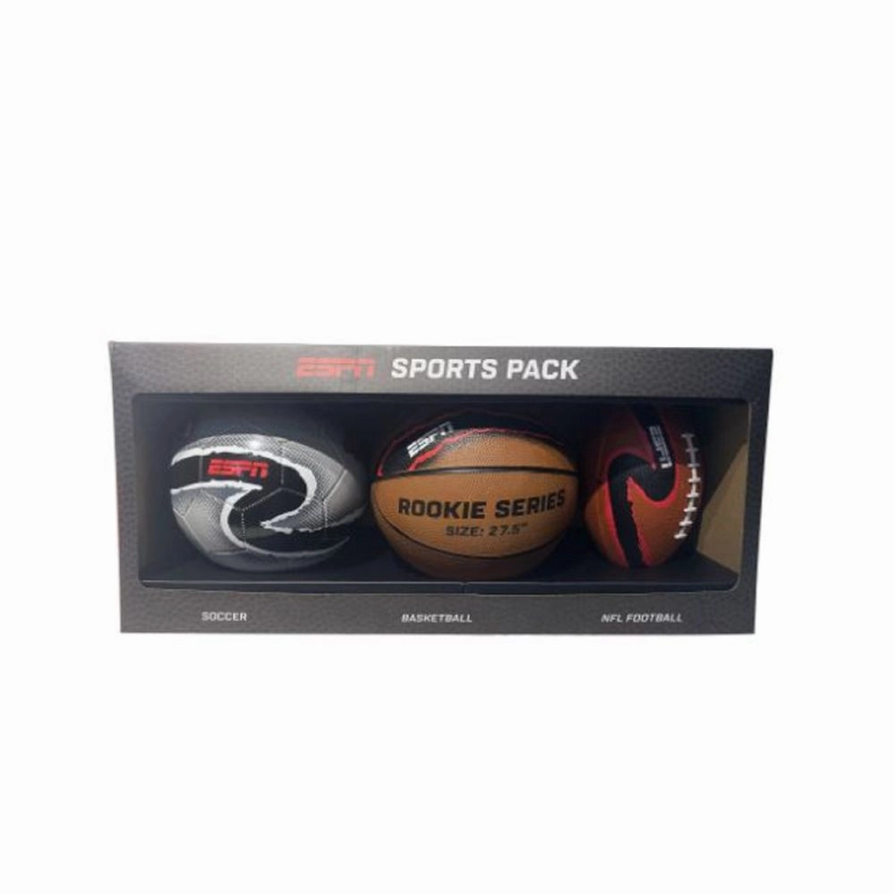 ESPN 3pk Ball Set Includes a Basketball, Football, Soccer Ball